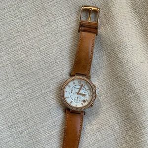 Michael Kors Gold Watch with Tan Leather Strap